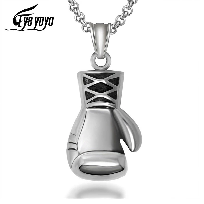 EyeYoYo Сталь Боксёрские перчатки Для мужчин ожерелья с подвесками властная