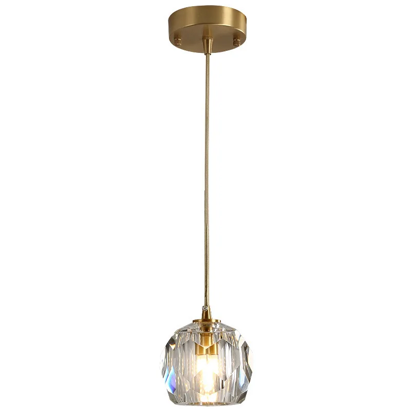 Luxurious Modern Crystal Dining Room Hanging Lights Simple Restaurant Staircase Led Pendant Lighting Copper Home Bar Lamp | Лампы и