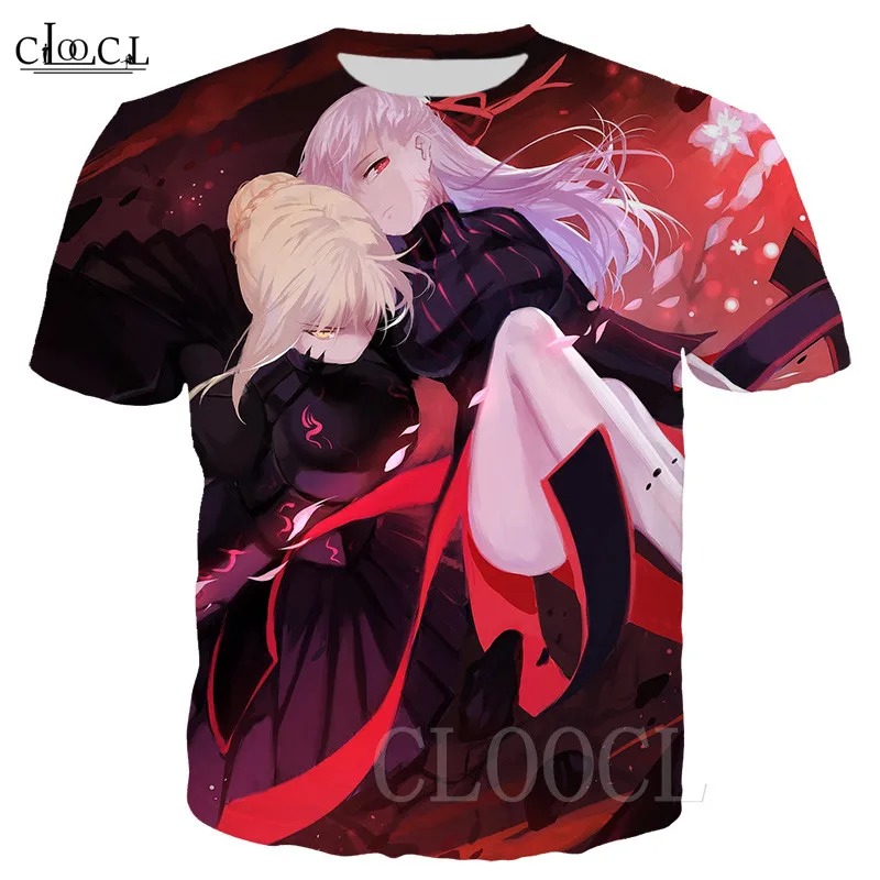 Футболки в стиле Харадзюку С 3D рисунком мультяшный Аниме Судьба Зеро фотолампа
