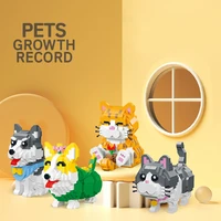 diy animal dog cat miniature building block set cartoon pet building block model educational toys for children