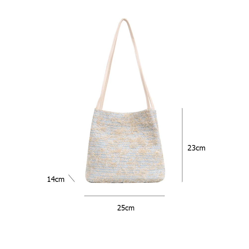 

Fashion Women Shoulder Bucket Bags Woolen Portable Shopping Totes Casual Simple Large Capacity Ladies Handbag