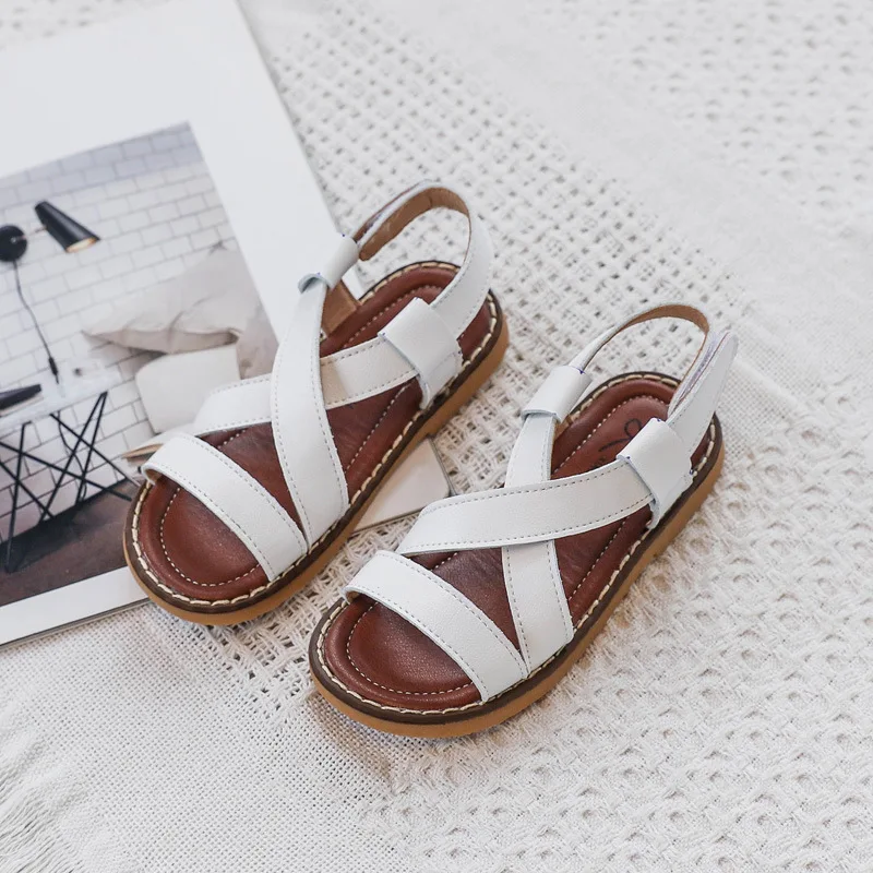 Обувь для девочек из ПУ кожи летняя обувь сандалии в римском стиле детей