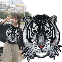 big tiger embroidery lace clothing stickers applique paillette fabric sweater clothes patch sequined t shirt diy apparel sewing