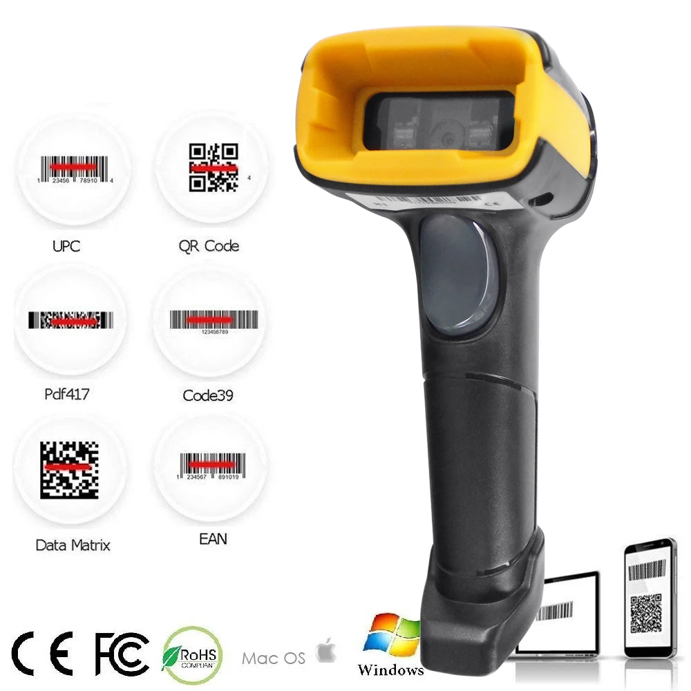 

Wireless 2D Barcode Scanner long distance transfer Wired QR Code PDF 417 Bar Code Scanner for Inventory POS Terminal H1 H1W HZTZ