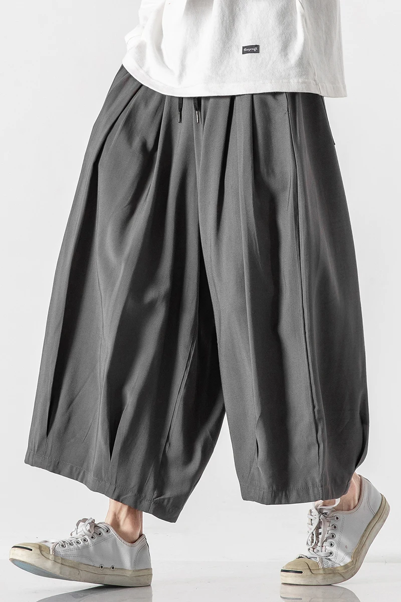 

Autumn Winter Large Size Retro Bloomers Harem Pants Men Fashion Casual Neutral Loose Trousers Solid Elastic Waist Wide Leg Pants
