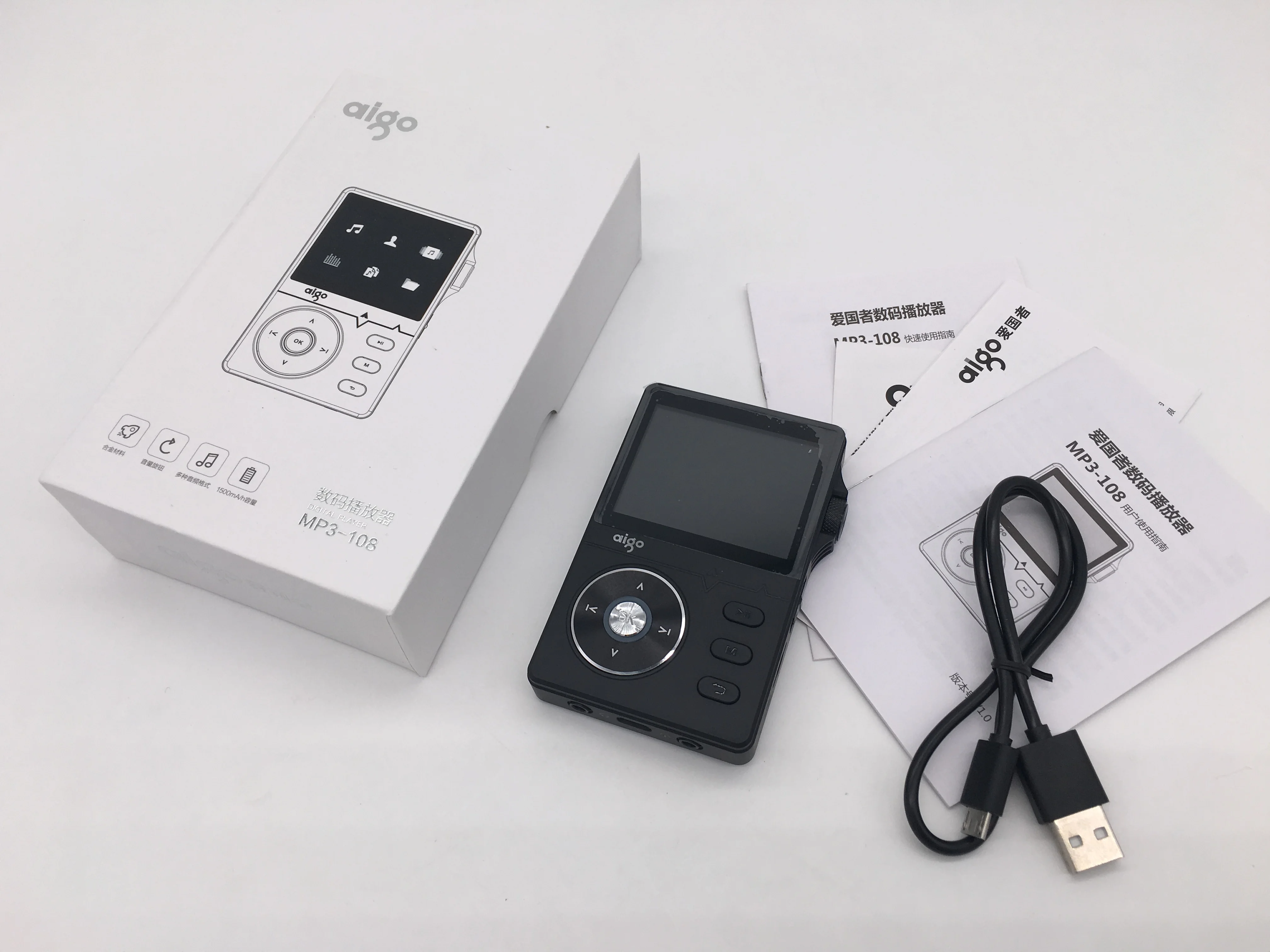 Aigo MP3-108 портативный mp3-плеер из цинкового сплава HiFi высококачественный звук без