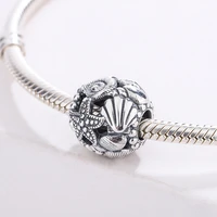 925 sterling silver openwork starfish beach charm shells hearts ocean bead pendant bracelet diy jewelry making for pandora