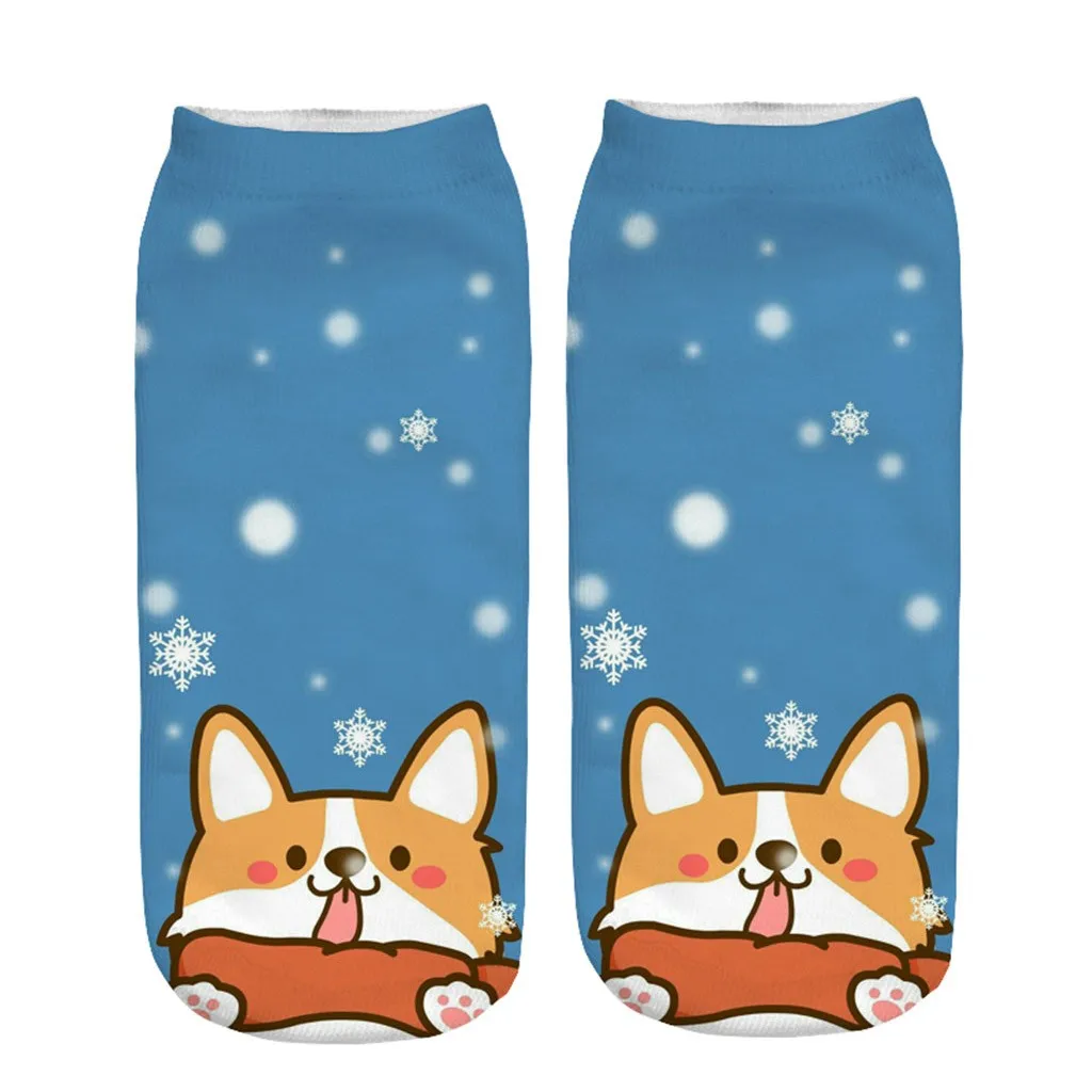 

Casual Work Business Socks 3D Christmas Santa Elk Printing Medium Sports Socks
