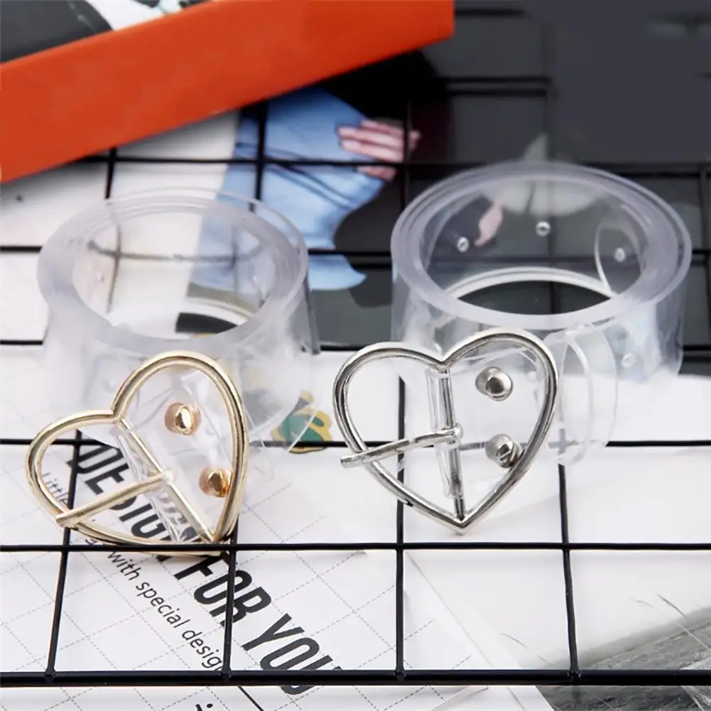 Fashion Lovely Round Heart Square Buckle Transparent Women Waistband Waist Belt | Аксессуары для одежды