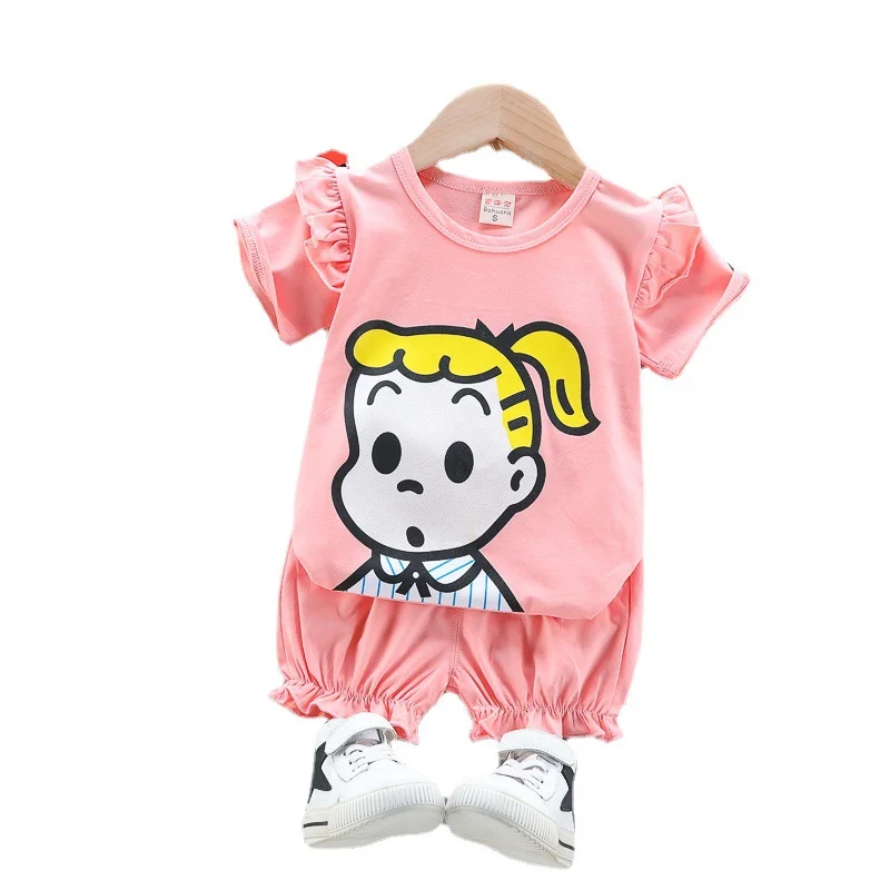 

Summer Baby Girls Clothes Cute Children Cartoon T-Shirt Shorts 2Pcs/Sets Toddler Casual Costume Outfits Kids Cotton Sportswear