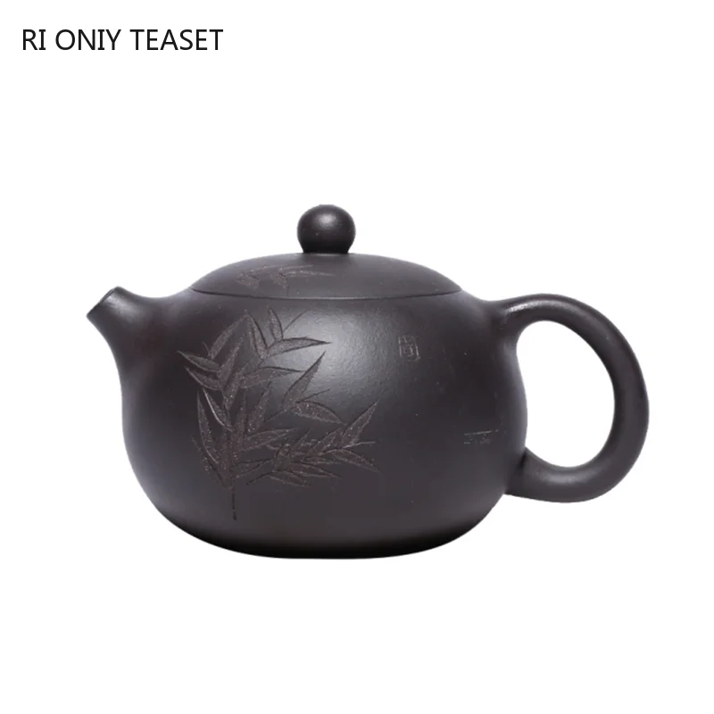 

410ml Classic Yixing Purple Clay Teapots Raw Ore Black Mud Xishi Tea Pot Ball Hole Filter Zisha Beauty Kettle Tea Set Supplies
