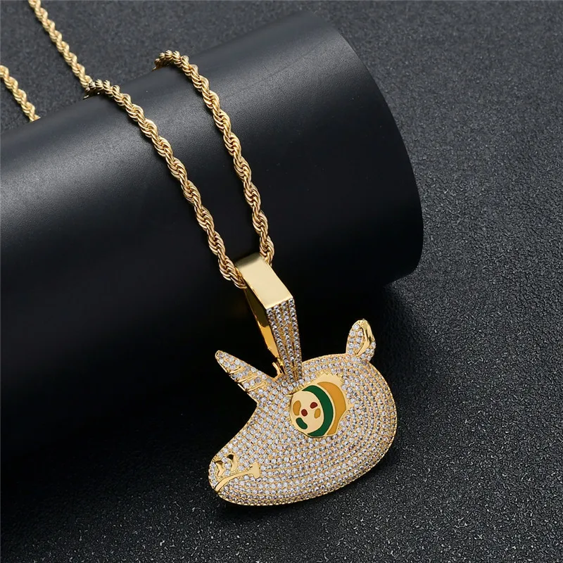 

Iced Out Unicorn Pendant Necklace For Men Women Gold Silver Color AAA Cubic Zirconia Men Hip Hop Jewelry dropshipping