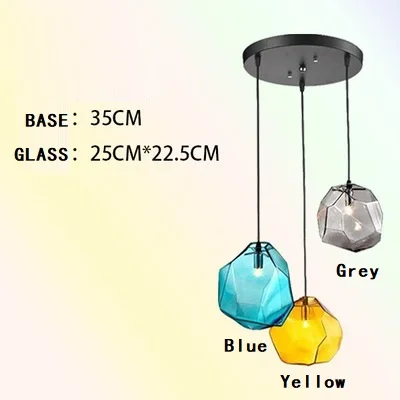 3Big glass Round Современная цветная хрустальная люстра индивидуальная ресторанная барная стойка креативная специальная хрустальная люстра из камня - Цвет абажура: 3Big glass Round