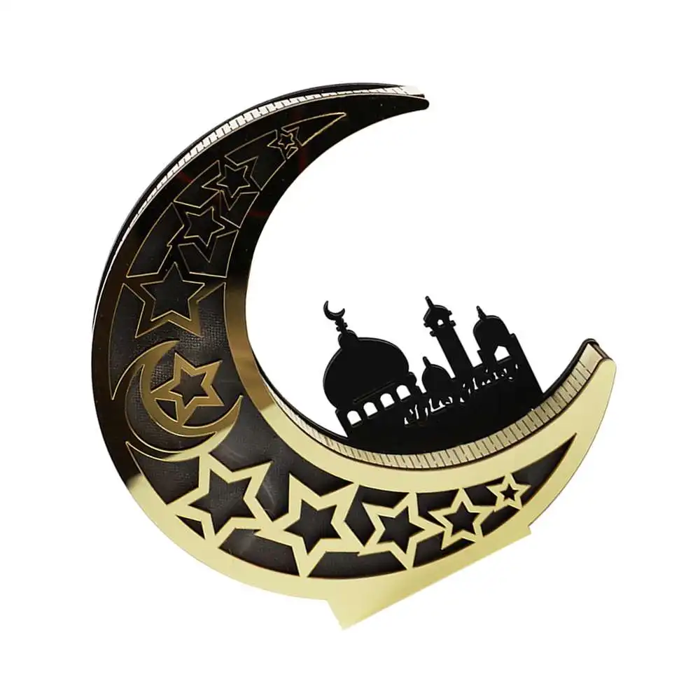 

Qulaity Wooden Eid Mubarak Ramadan New Ornament With Led Lights Dining Table Decoration Home Party Supplies