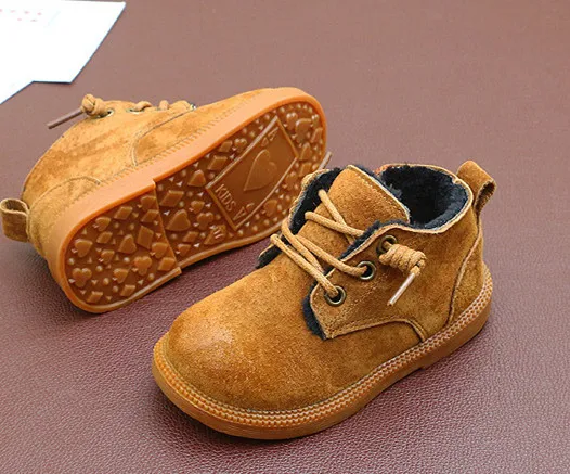

2019 New Children's Martin Boots Genuine Leather Autumn Boys Boots Girls Warm Snow Boots First Walkers Toddler Shoes