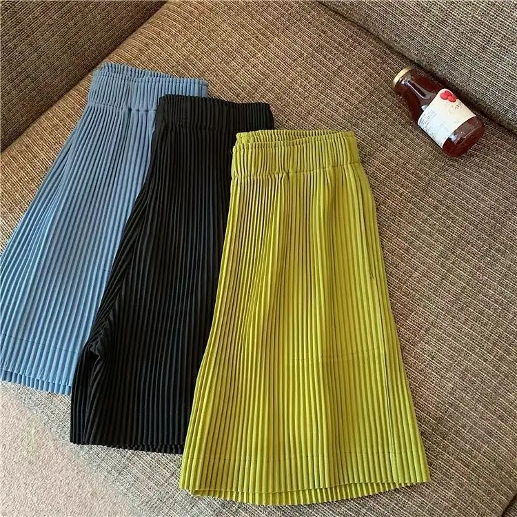 

Casual shorts women's large 200kg summer new versatile loose straight High Waist Wide Leg Pants
