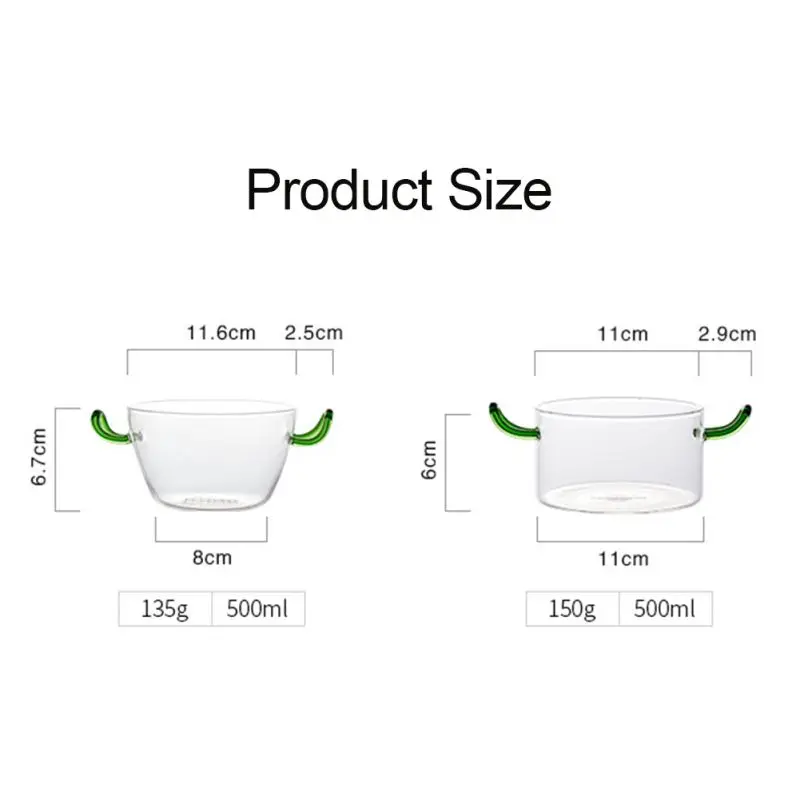 

Glass Bowls Salad Mixing Bowl Fruit Dessert Snack Foods Storage Container Heat-resistant Glass Bowl Double Ear Kitchen Tableware