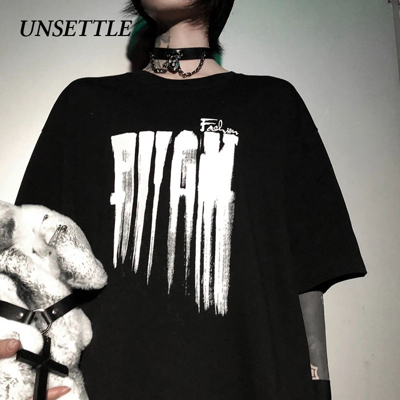 UNSETTLE/летняя Мужская/Женская Футболка Harajuku футболка в стиле хип-хоп с темным