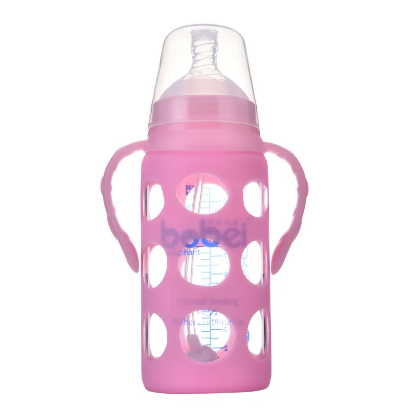 Бутылка для молока младенцев с широким горлом и силиконовым покрытием 240 мл | Мать