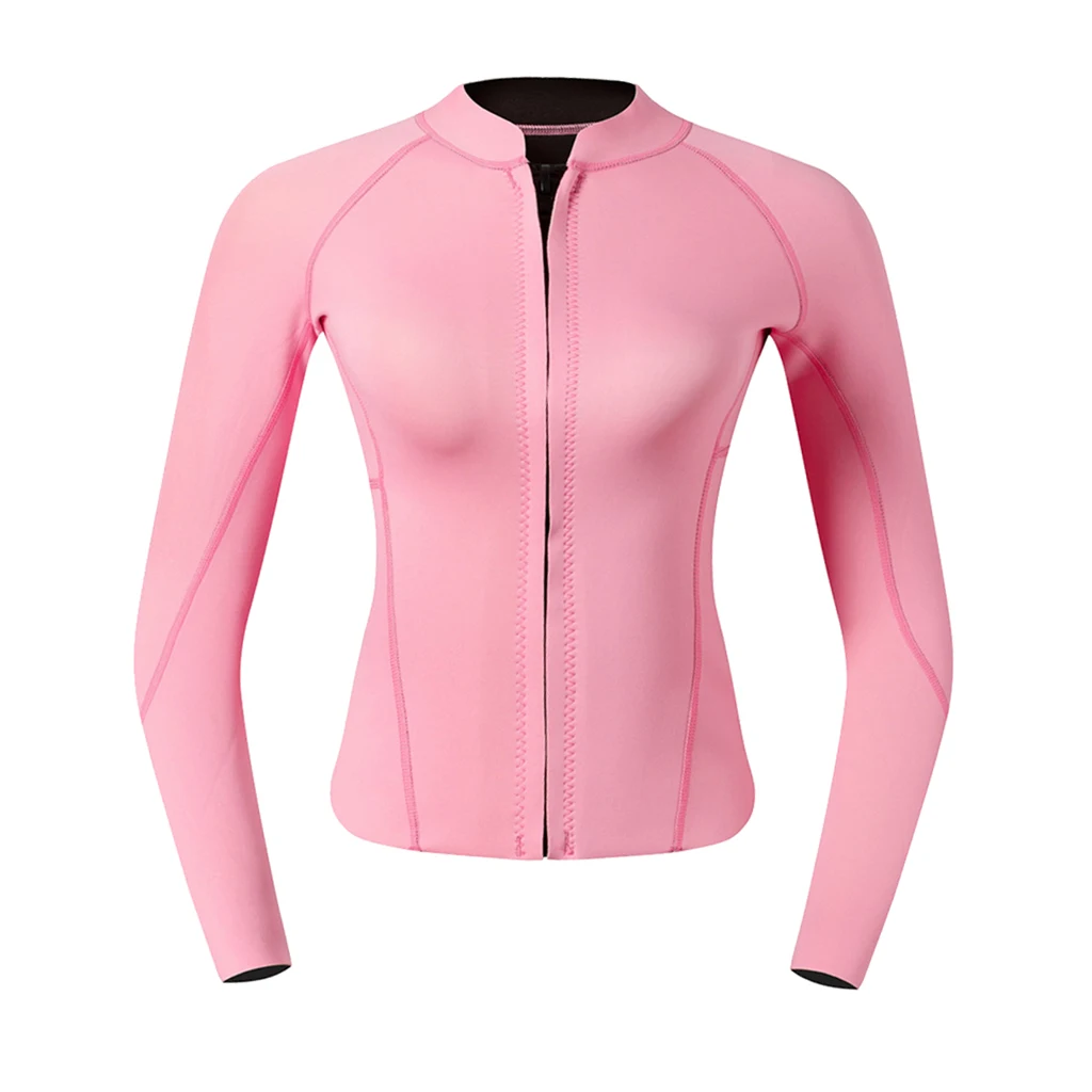 

Breathable 2mm Womens Neoprene Wetsuit Front Zipper Top Jackets for Snorkeling Scuba Diving Surfing Swimming Pink