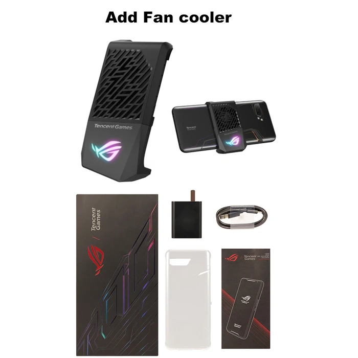 Add Fan Cooler ASUS ROG Phone 2 ZS660KL игровой мобильный телефон с двумя sim-картами 8 ГБ ОЗУ 128 Гб ПЗУ Snapdragon855+ OctaCore 6,59 дюйма 6000 мАч 48 МП NFC Android 9,0 - Цвет: Add Fan Cooler