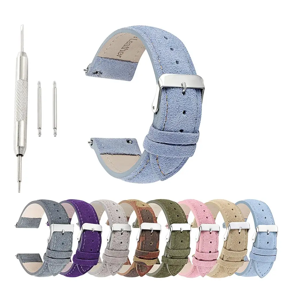 Высококачественный замшевый кожаный ремешок для часов сменный мужчин и женщин 18