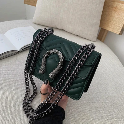 dark green DORANMI полосатые сумки с клапаном для женщин кожаная сумка через плечо Женская Роскошная брендовая дизайнерская сумка через плечо Bolso CBB322 - Цвет: dark green