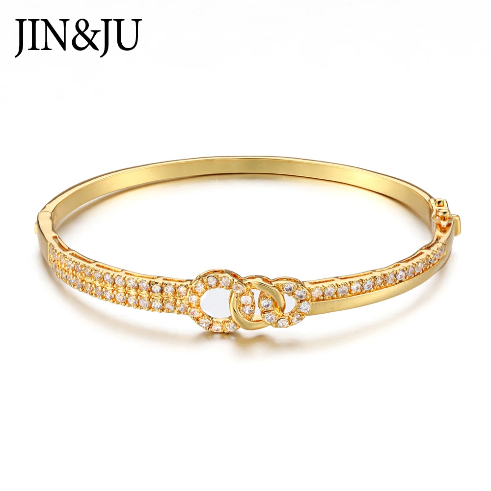 Женский винтажный браслет JIN & JU классический с фианитами в античном стиле