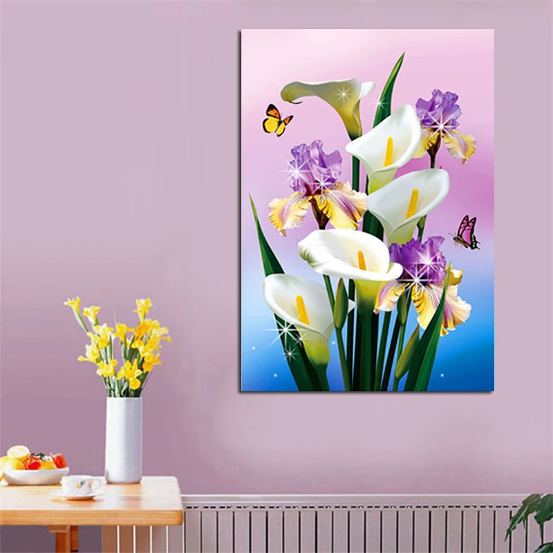

DIY Flower 5D Rhinestone Diamond Painting Embroidery Cross Stitch Kit Handmade Craft Home Decor Bedroom Hanging Ornament