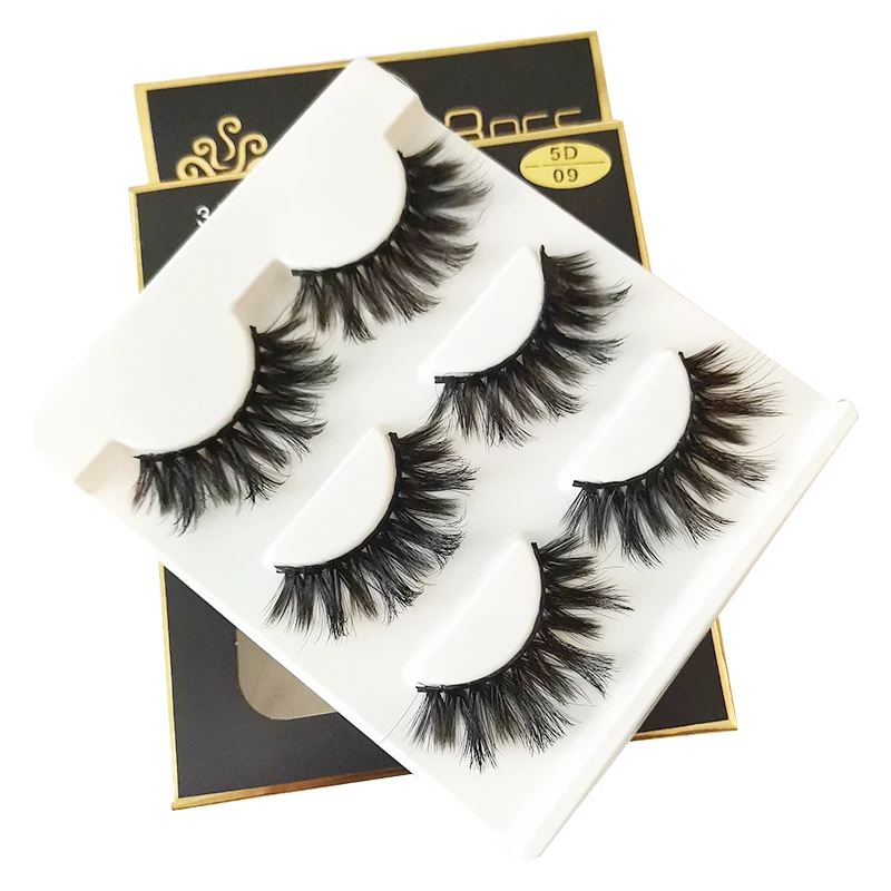 Норковые ресницы 3 пары Натуральные Черные Длинные Накладные ручной работы