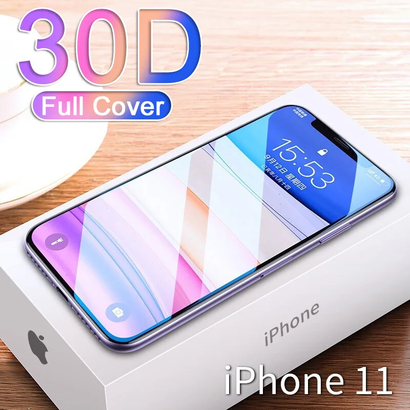 Защитное стекло на дисплей для телефона IPhone 6 11 Pro Max 30D черная и белая рамка