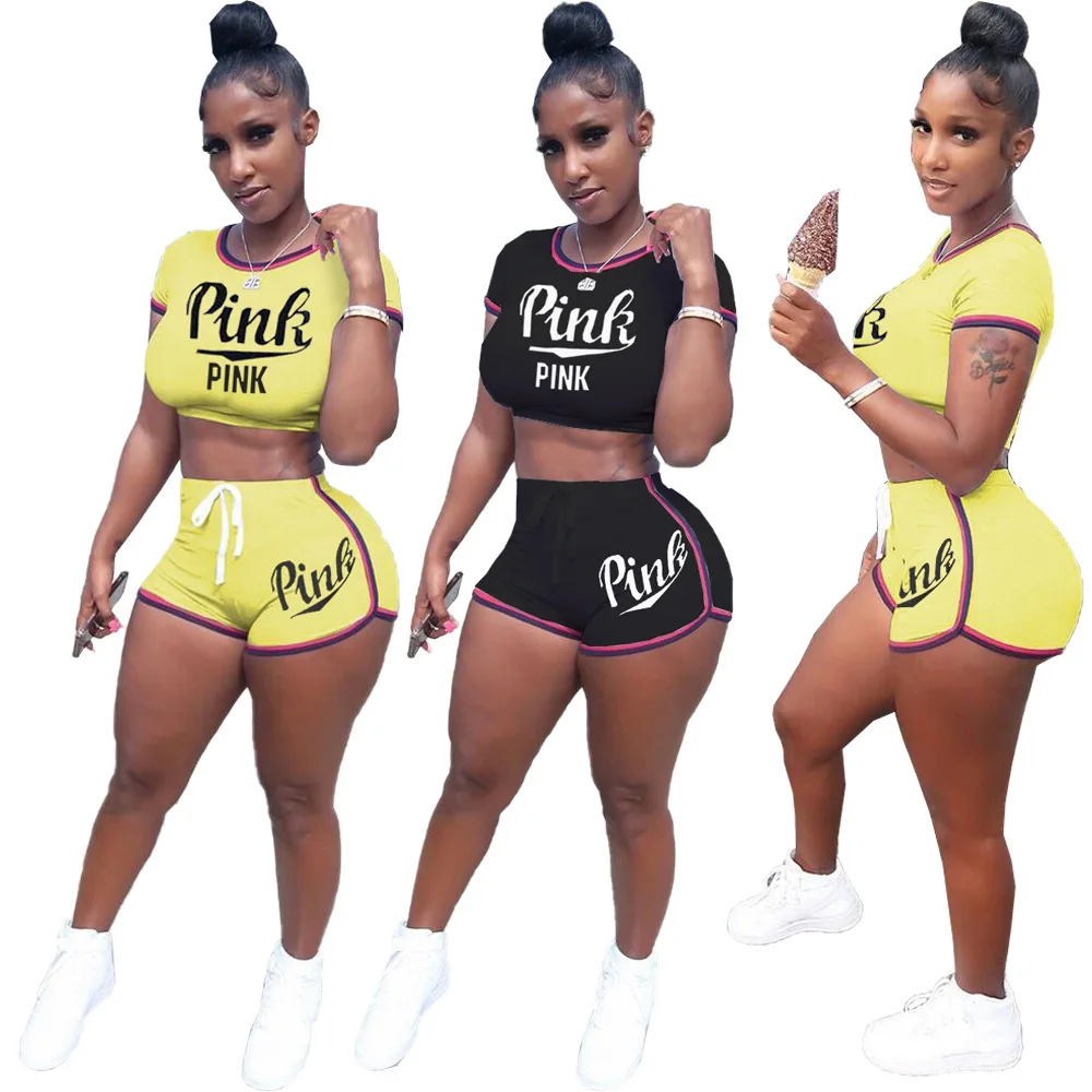 

Letter Pink 2021 Hot Sale New Design style Women Casual Clothing Sweatwear Sweet Sexy Fashion Soft Good Fabric cool soft P1068