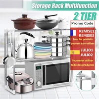stainless steel adjustable multifunctional microwave oven shelf rack standing type double kitchen storage holders