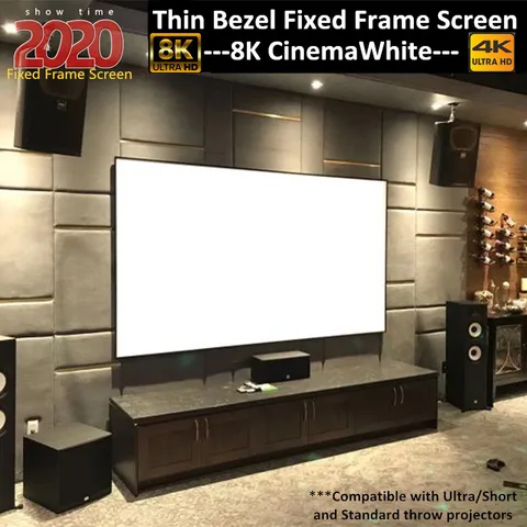 Настенный экран с алюминиевой рамкой Zero Edge Deluxe 2,35: 1 кинематоскоп, Фиксированный экран проекции, Настенный проектор, экран для фильма, белый