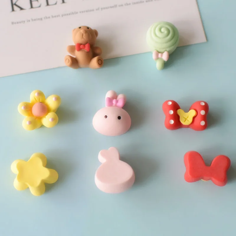 

10Pcs Cute Flower Animals Flatback Resin Cabochon Kawaii Crafts Hair Accessories DIY Embellishment for Scrapbooking Phone Decor