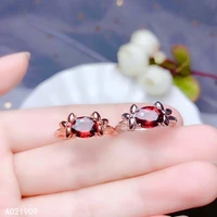 kjjeaxcmy boutique jewelry 925 sterling silver inlaid natural garnet gemstone ladies ring support detection popular