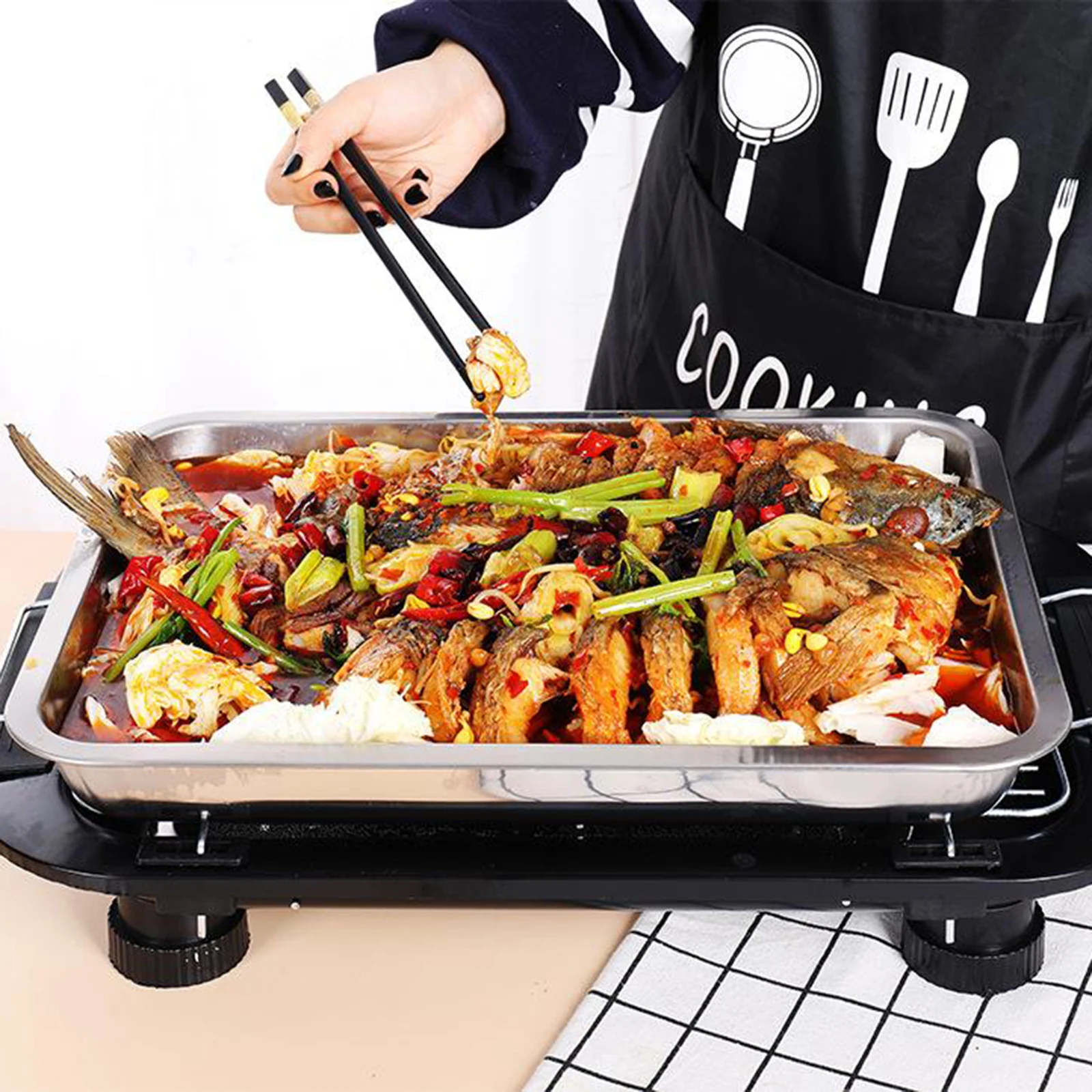 Электрический Настольный гриль барбекю Сад Кемпинг приготовления пищи Крытый