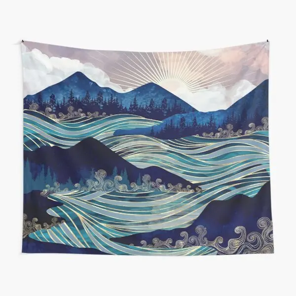 Гобеленовое одеяло с принтом океана и восхода солнца настенная занавеска для