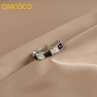qmcoco new classic silver color open adjustable rings for woman new fine jewelry korean fashion student gifts girl punk ring
