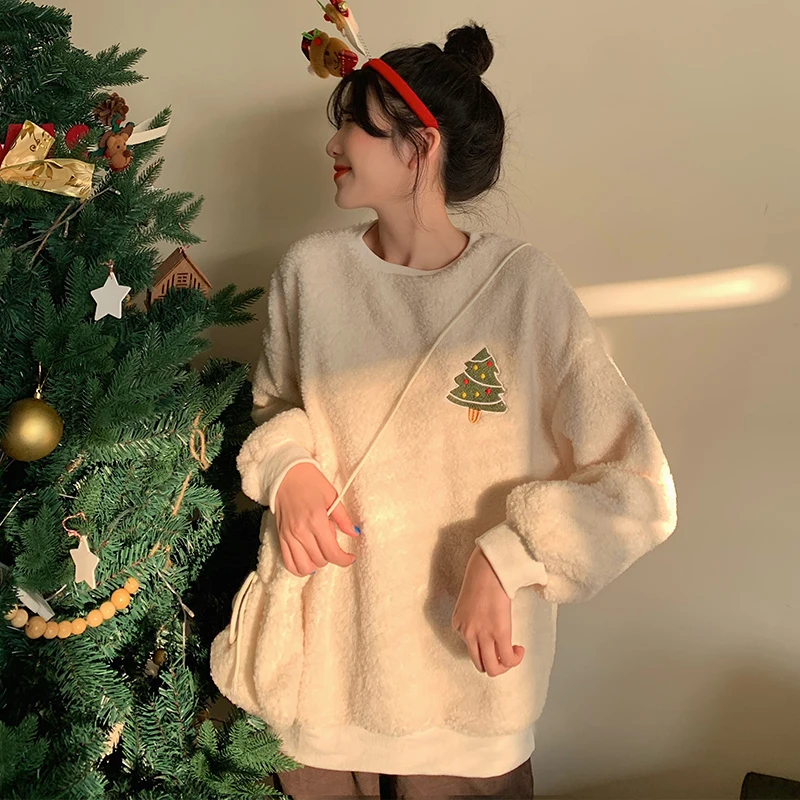 Рождественская Толстовка из овечьей шерсти Waitmore Женская осенне зимняя свободная