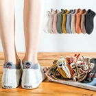 Kawaii вышитые выражение 5 парупак. женские Носки Happy Модные ботильоны забавные Женские носочки из хлопка летние туфли-лодочки ярких Цвет