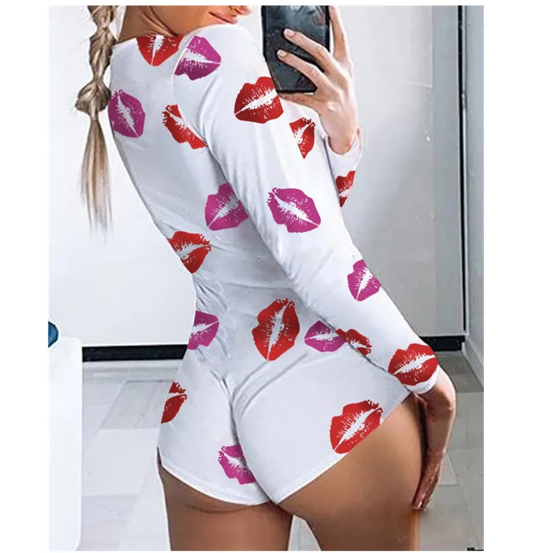 Женское Эластичное боди с длинным рукавом Короткий Повседневный комбинезон v