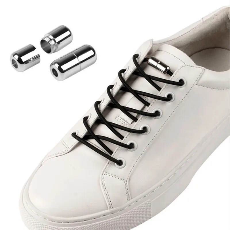 

1Pair Elastic No Tie Shoelaces Metal Lock Shoe Laces For Kids Adult Sneakers Quick Shoelaces Semicircle Shoestrings