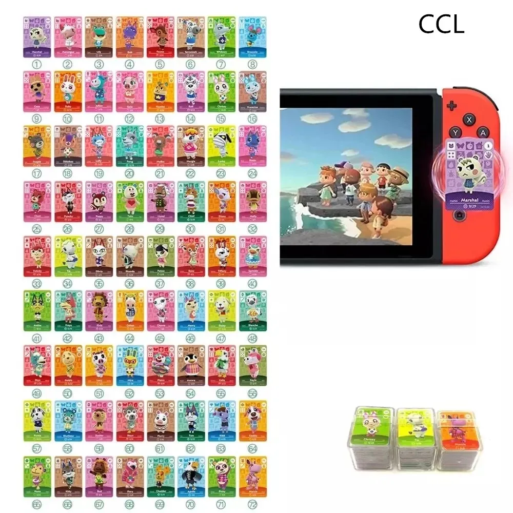 

72 PCS for Animal Card NFC Ntag215 NFC Horizon MiNi Crossing Game Cards Tags for NS Switch Wii U 31mmx21mm