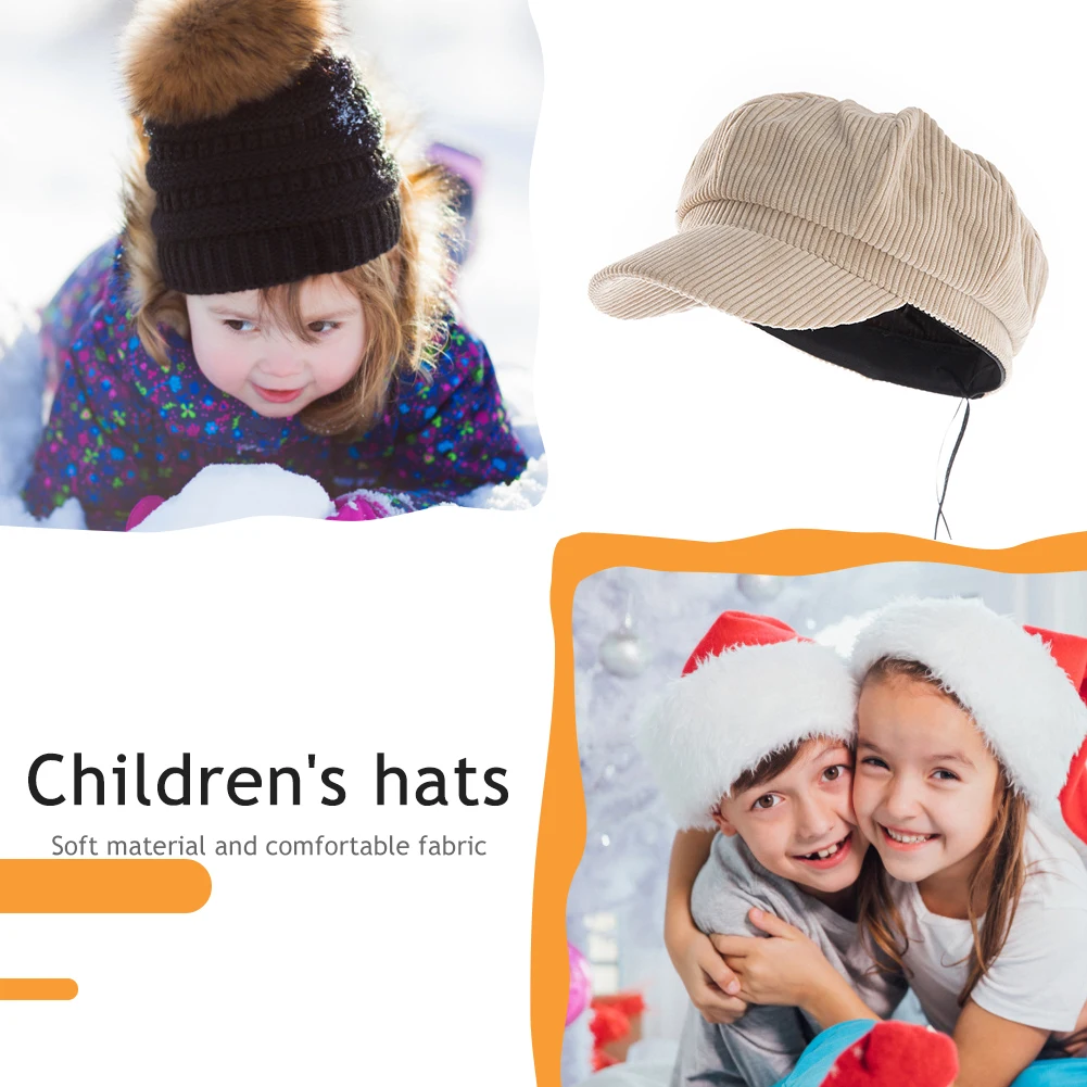 

Winter Kids Hat For Girl And Boy Children Beret Caps 1-4Y Kids Solid Color Soft Warm Beret Hat Corduroy Cute Lovely Baker Cap