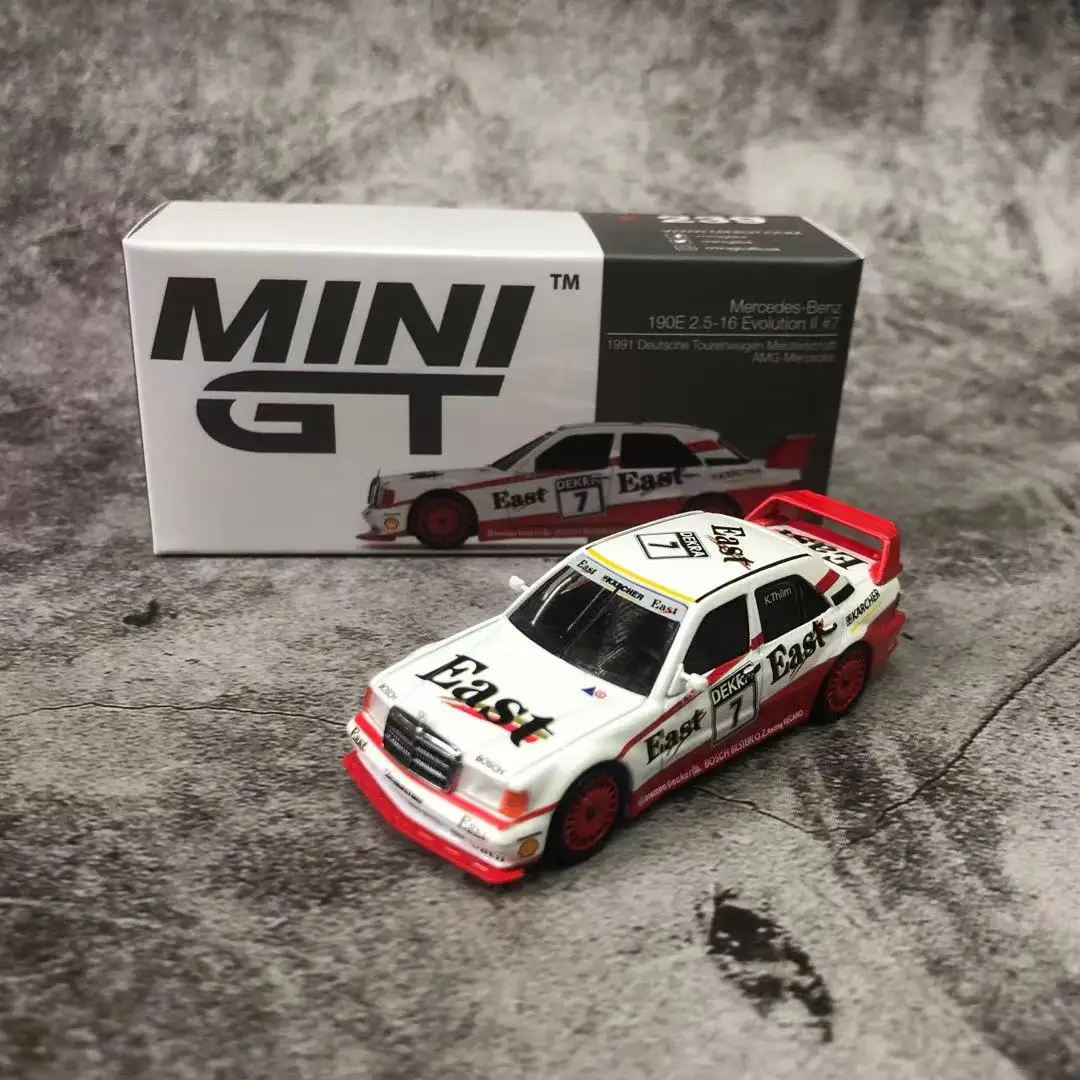 

Модель автомобиля Mini GT 1/64 Mercedes-Benz 190E No #7, литье под давлением, демонстрация автомобилей, коллекционные подарки, металл