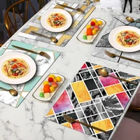placemat for kitchen dining table bar mat coaster set tableware mat non slip heat insulation pu leather bowl coaster