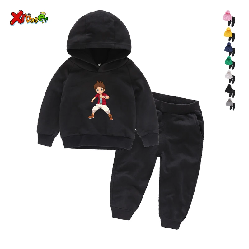 

YOKAI Spring Autumn Children Clothing Boys Girls Cartoon Casual Sports T-shirt Pants 2pcs/Set Infant Outfit Kids Suit Tracksuits