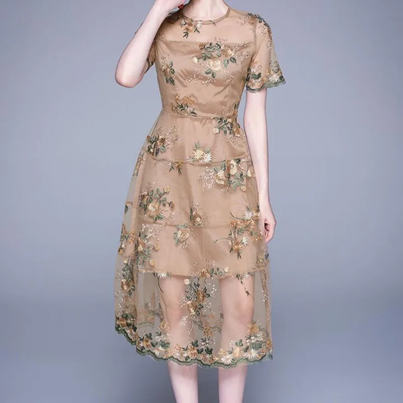 

ZAWFL летнее Новое кружевное платье с вышивкой, модное винтажное цветочное ажурное роскошное Европейское женское вечернее платье