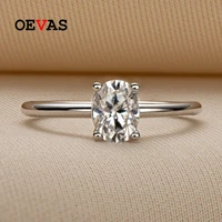 oevas 100 925 sterling silver real 1 carat oval moissanite rings for women sparkling wedding party fine jewelry wholesale gift